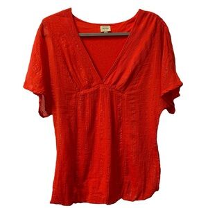 Ella Moss Women’s Short Sleeve V‎ Neck Tie Back Top  Sz XS